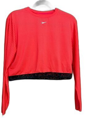 Nike Pro Mesh Long-Sleeve Crop Top - Right/Light Crimson